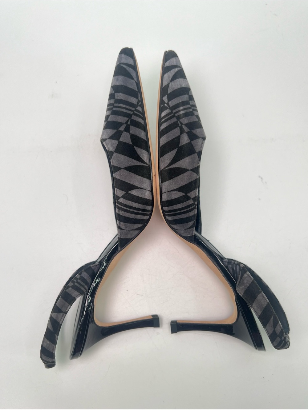 NWT Vintage Manolo Blahnik Carolyne 70 Abstract Slingback Kitten Heel Pumps 36.5 - Picture 4 of 14